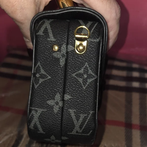 Monogram Pattern Mini Black Top-Handle Bag - Picture 6 of 10